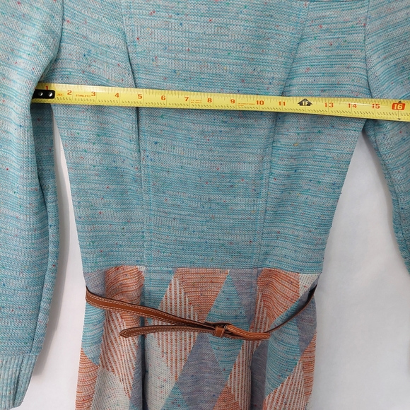 Vintage De Laix Aqua and Peach Knit Dress - Picture 2 of 9